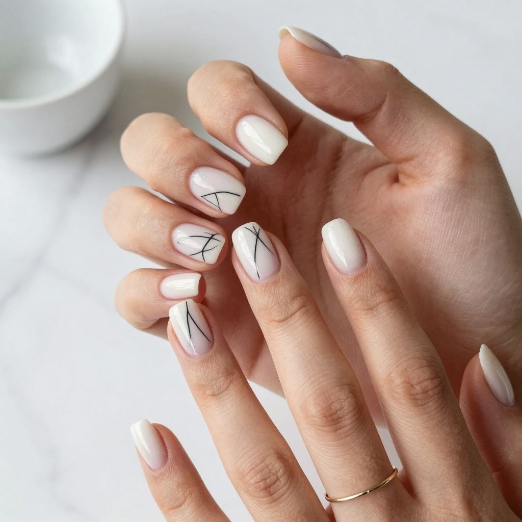 Short Round Acrylic Nail Ideas 9