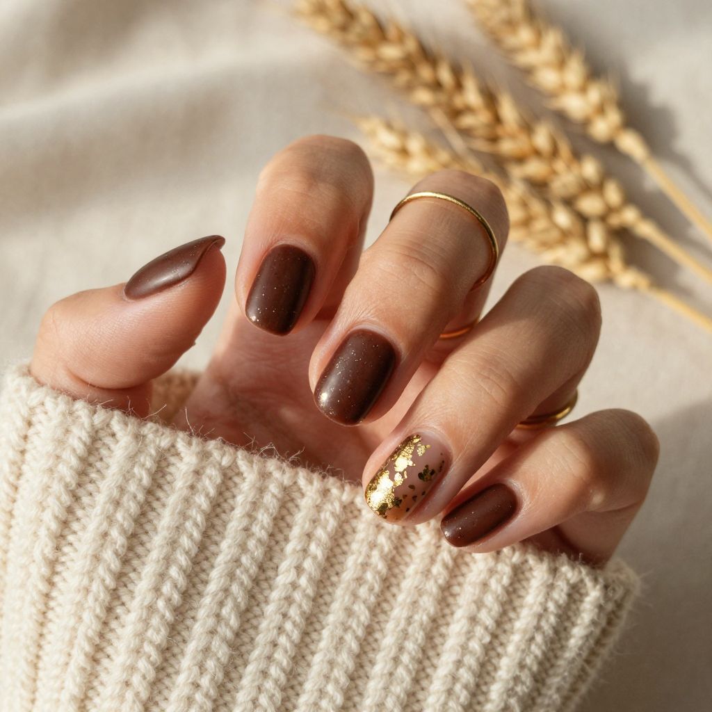 Short Round Acrylic Nail Ideas 8
