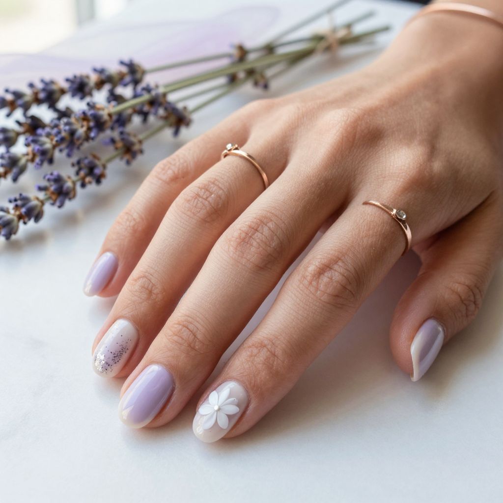 Short Round Acrylic Nail Ideas 7