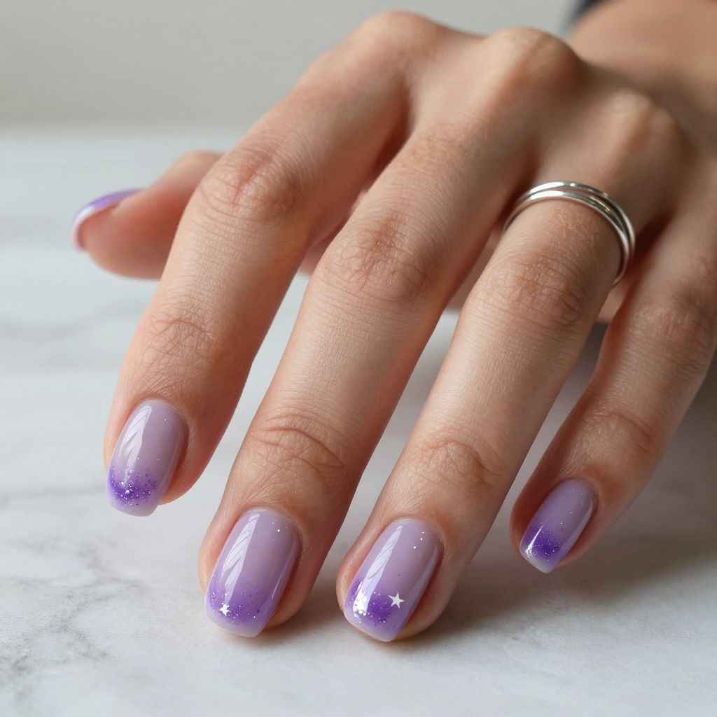 Lavender Jelly Shine short round nail idea