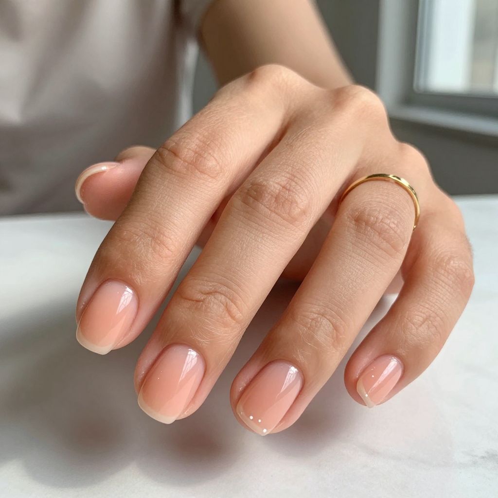 Peach Sorbet Sheer short round nail idea