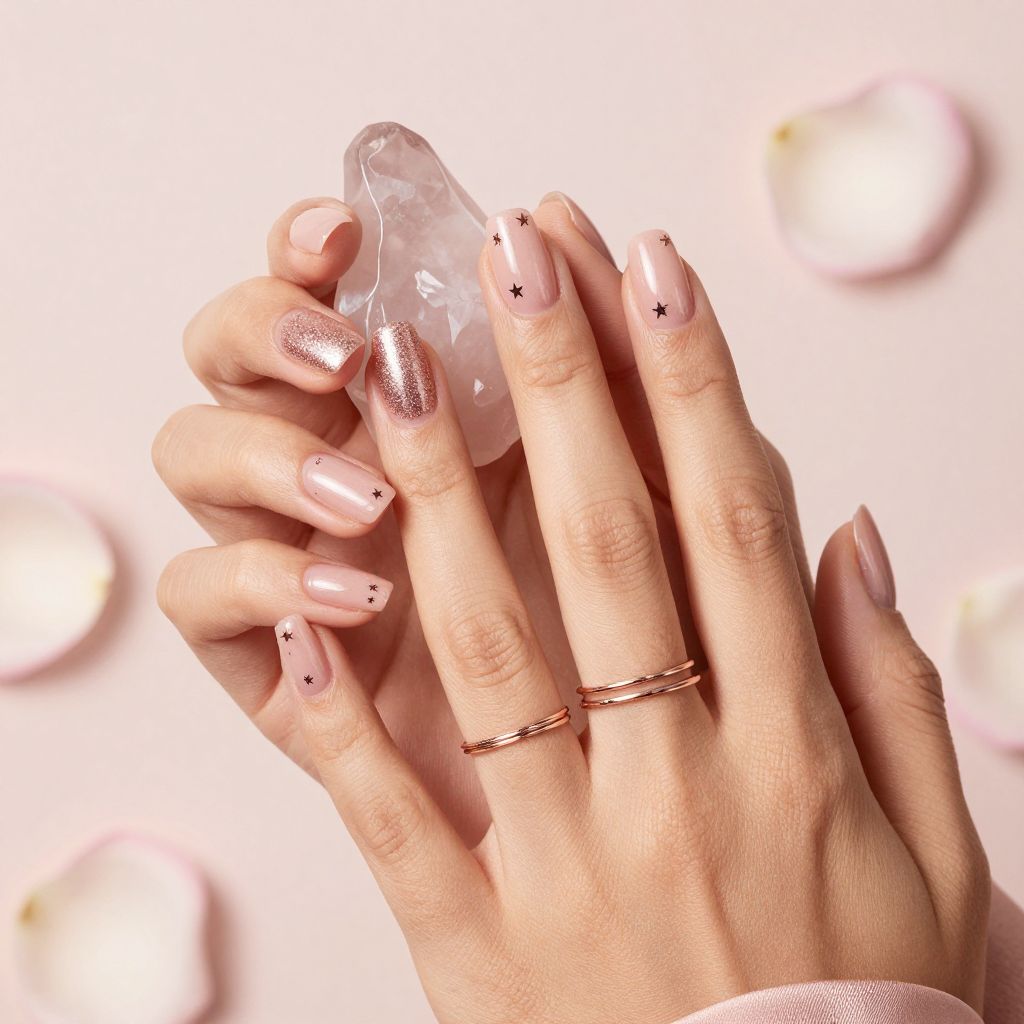 Rose gold glitter gradient short square nails