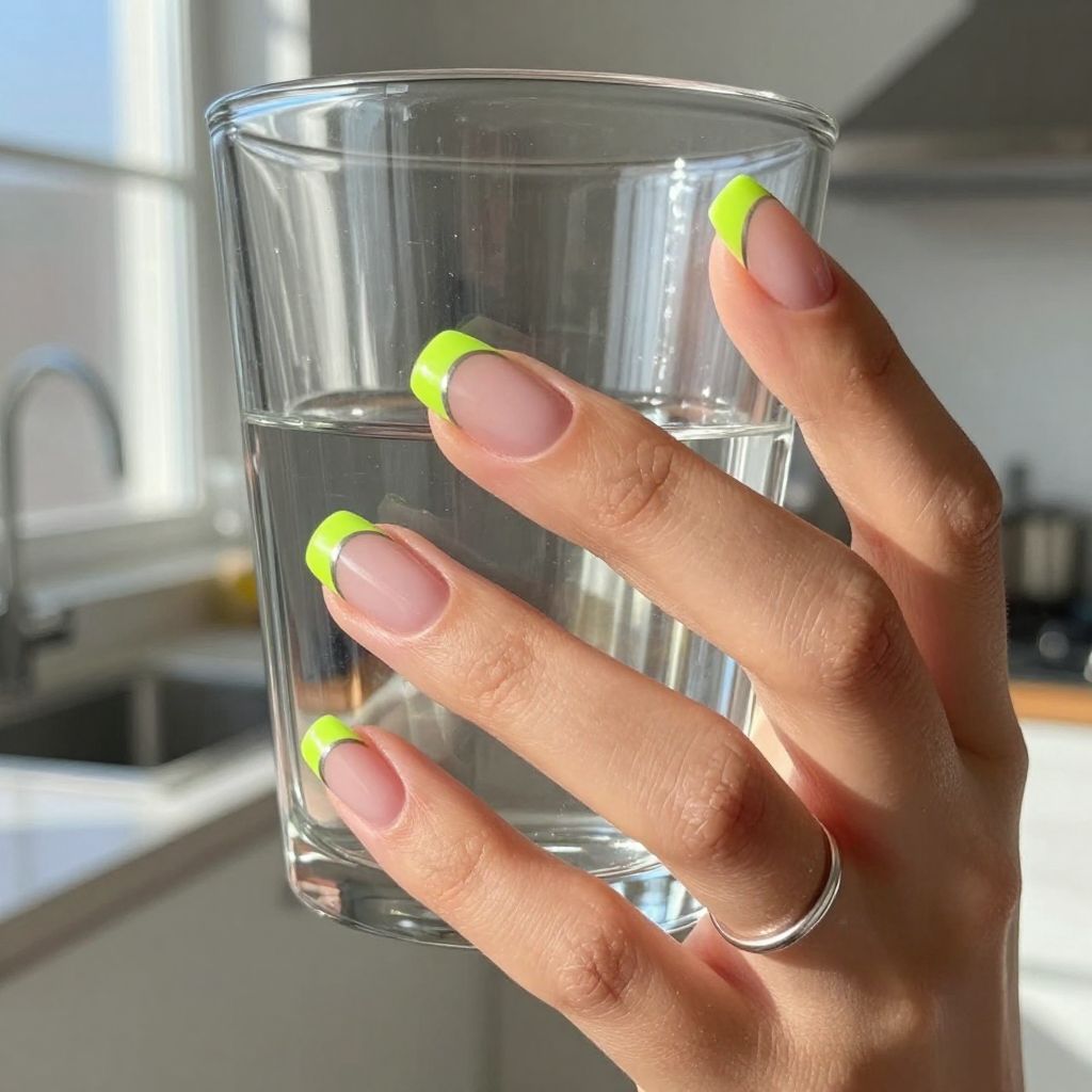Neon French tip short square nails