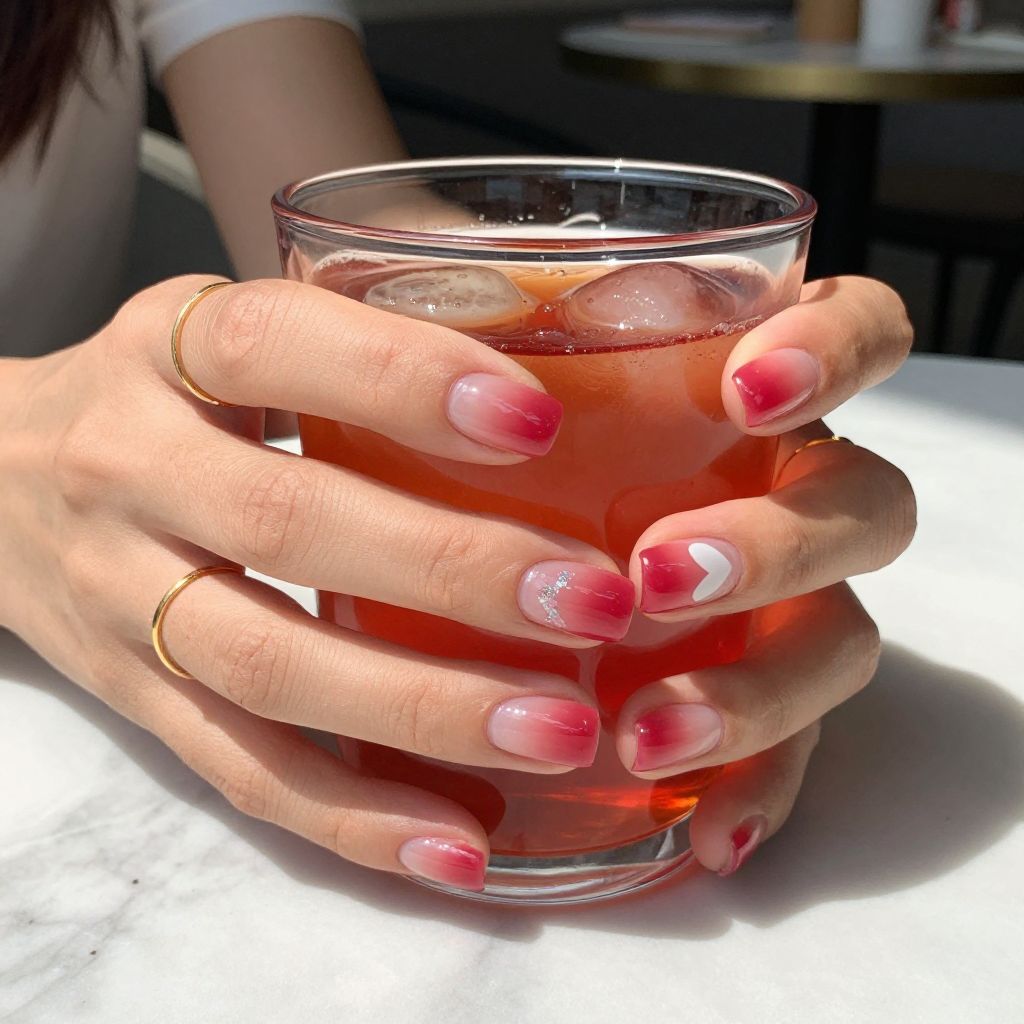 Berry jelly shine short square nails