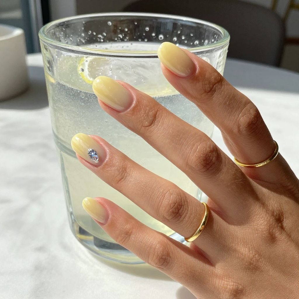 Sheer lemonade jelly yellow short nails