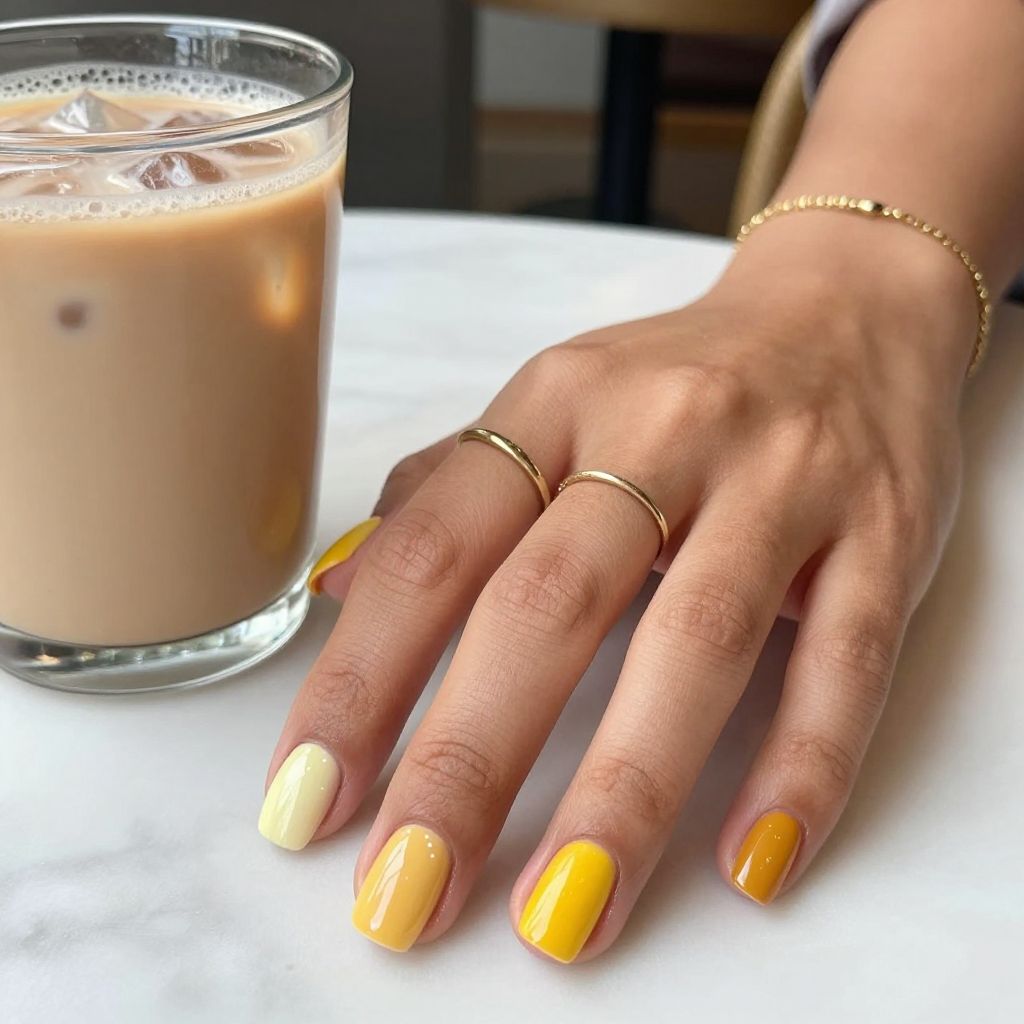 Citrus skittle mix short yellow nails