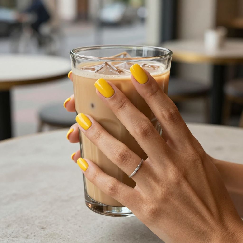 Matte neon yellow short nails