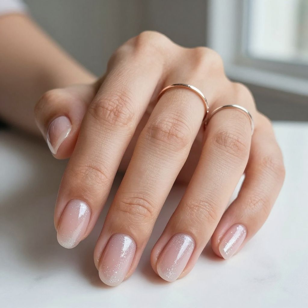 Minimal Micro Glitter Nails On Natural Lengths