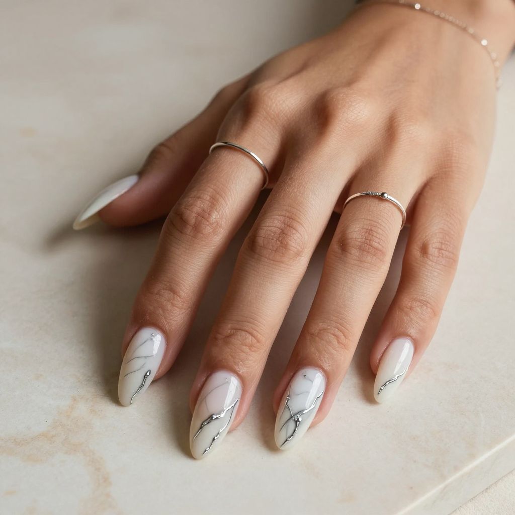 Silver and White Marble