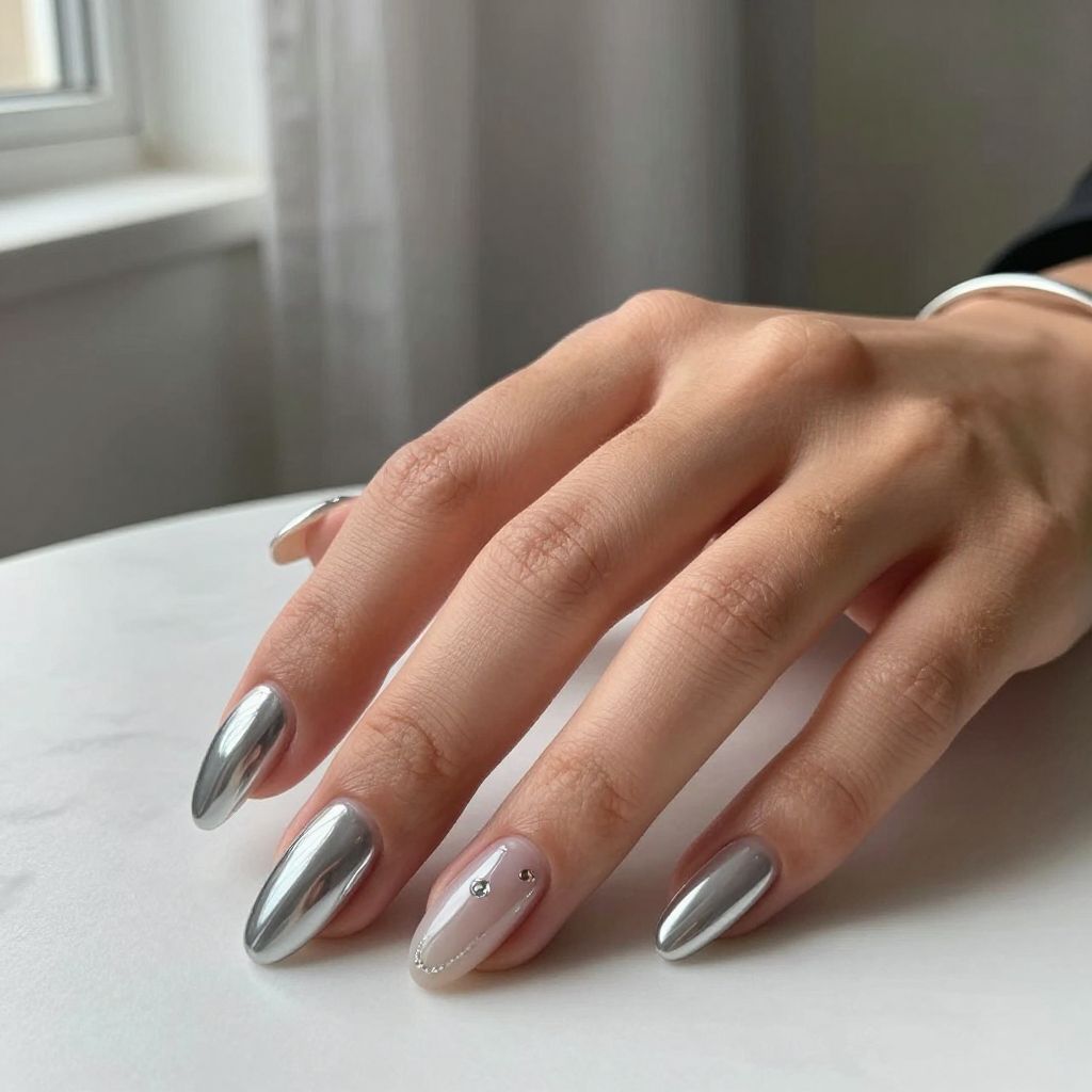 Mirror Silver Coffin Nails