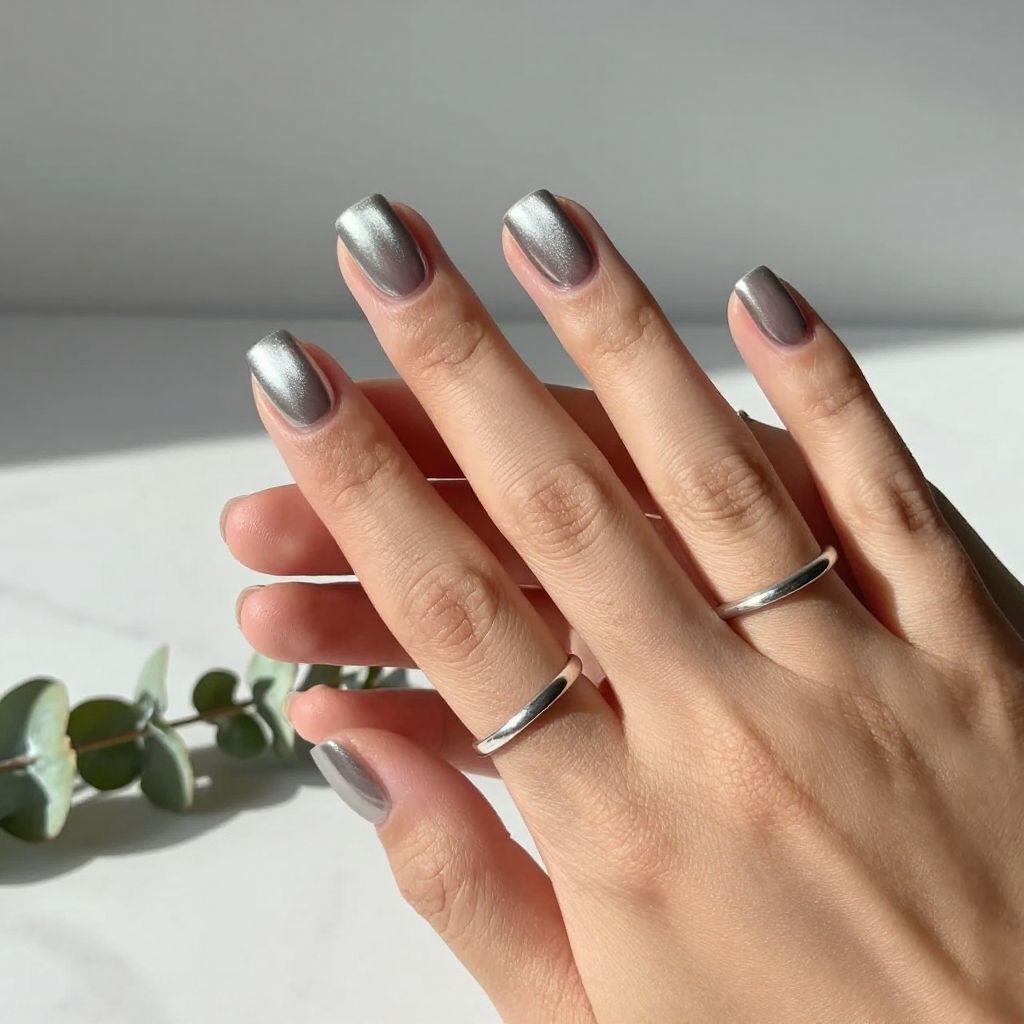 Metallic Silver Short Square