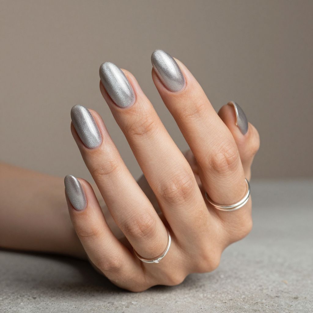 Silver Velvet Nails