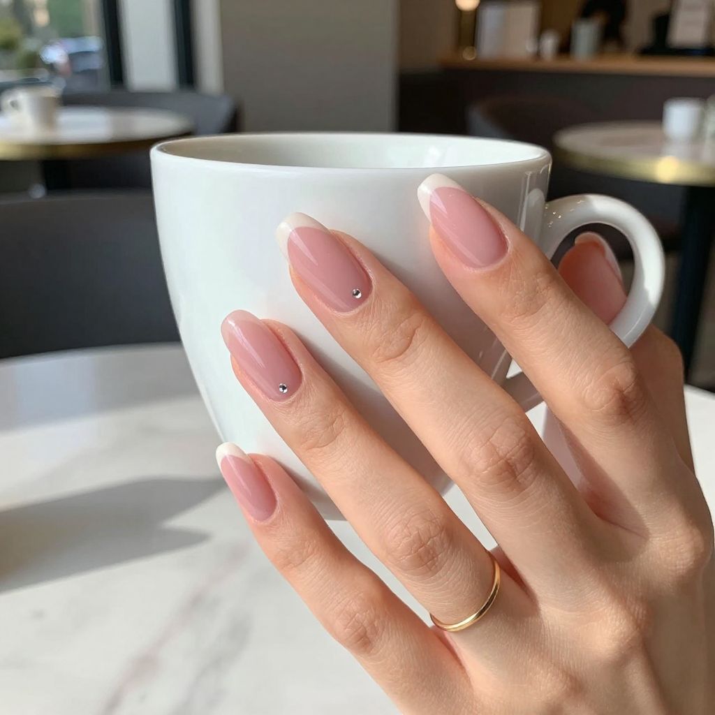 Sheer pink gloss acrylic nails