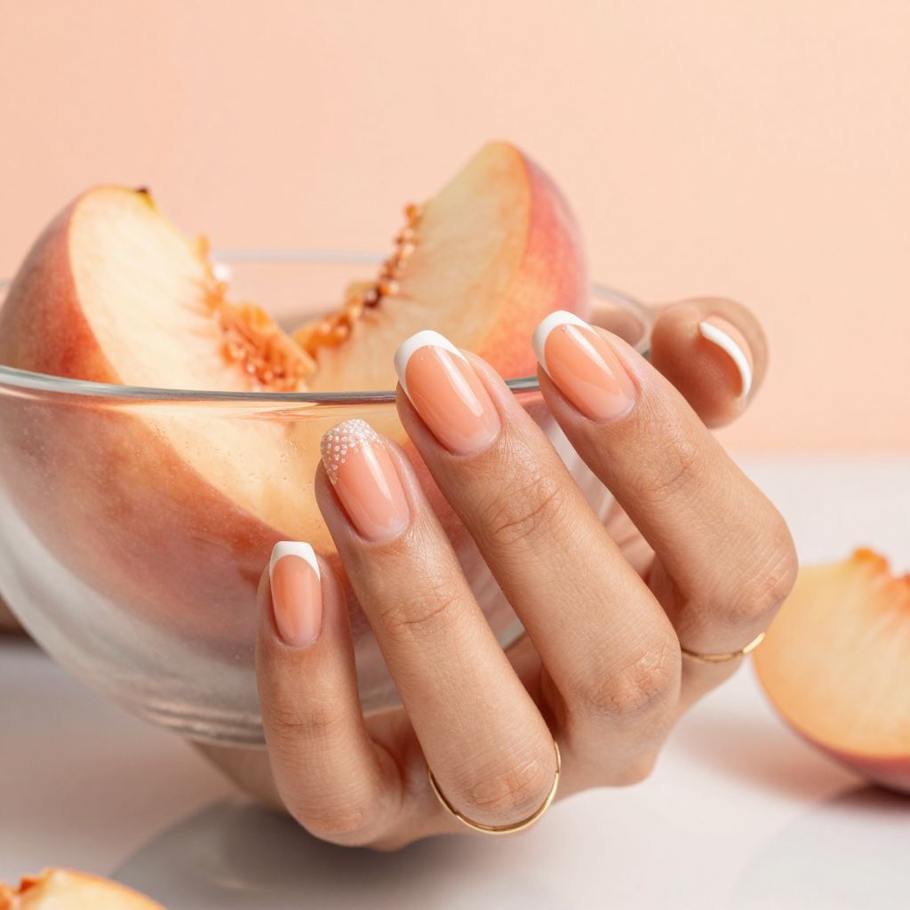 Peach sorbet round acrylic nails