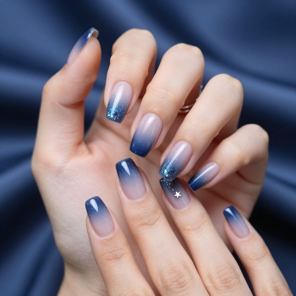 Twilight glitter fade acrylic nails