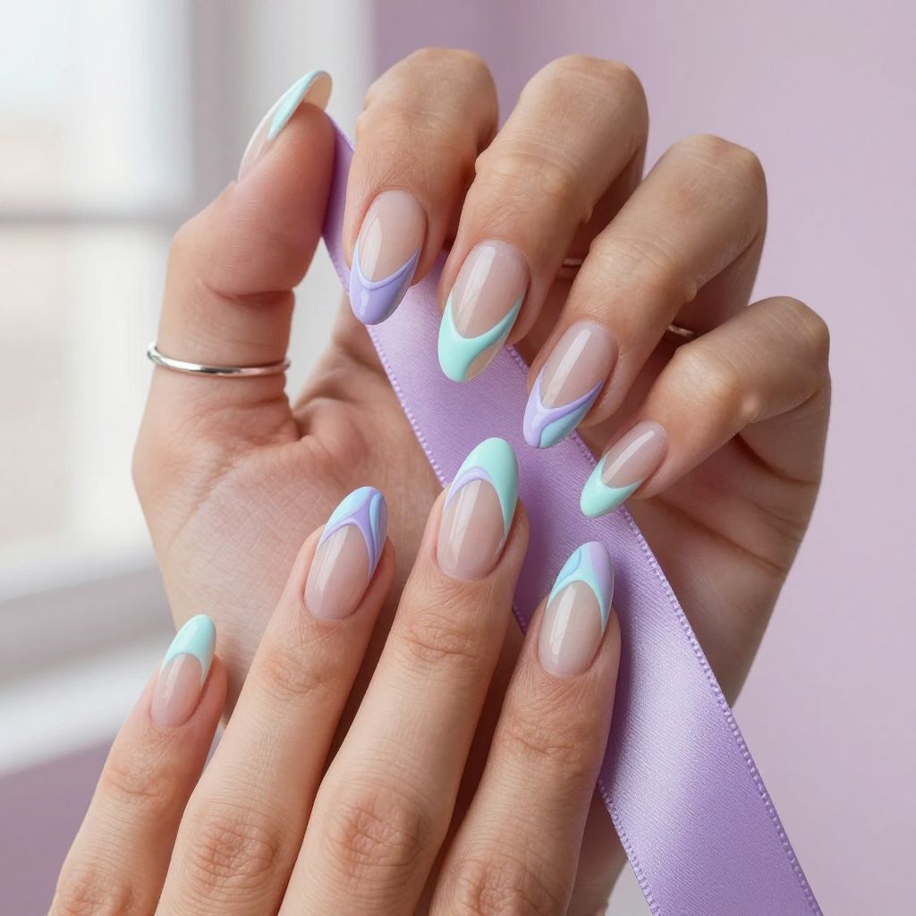 Pastel swirl mix acrylic nails