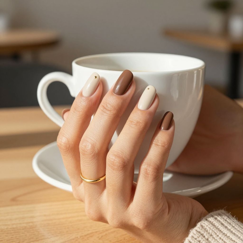 Matte mocha squoval acrylic nails