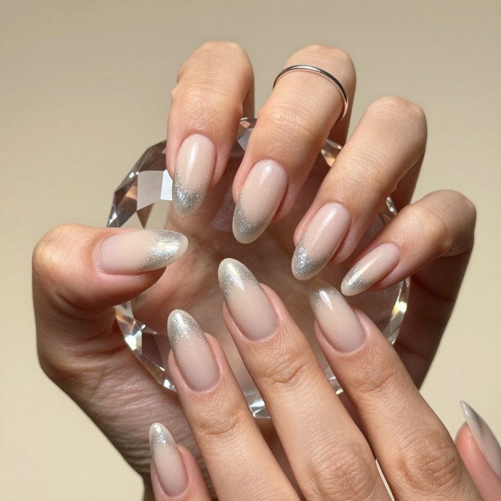Sparkle ombre tips acrylic nails