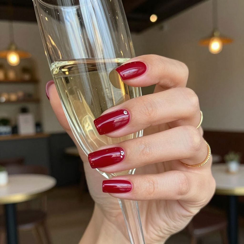 Bold red square acrylic nails