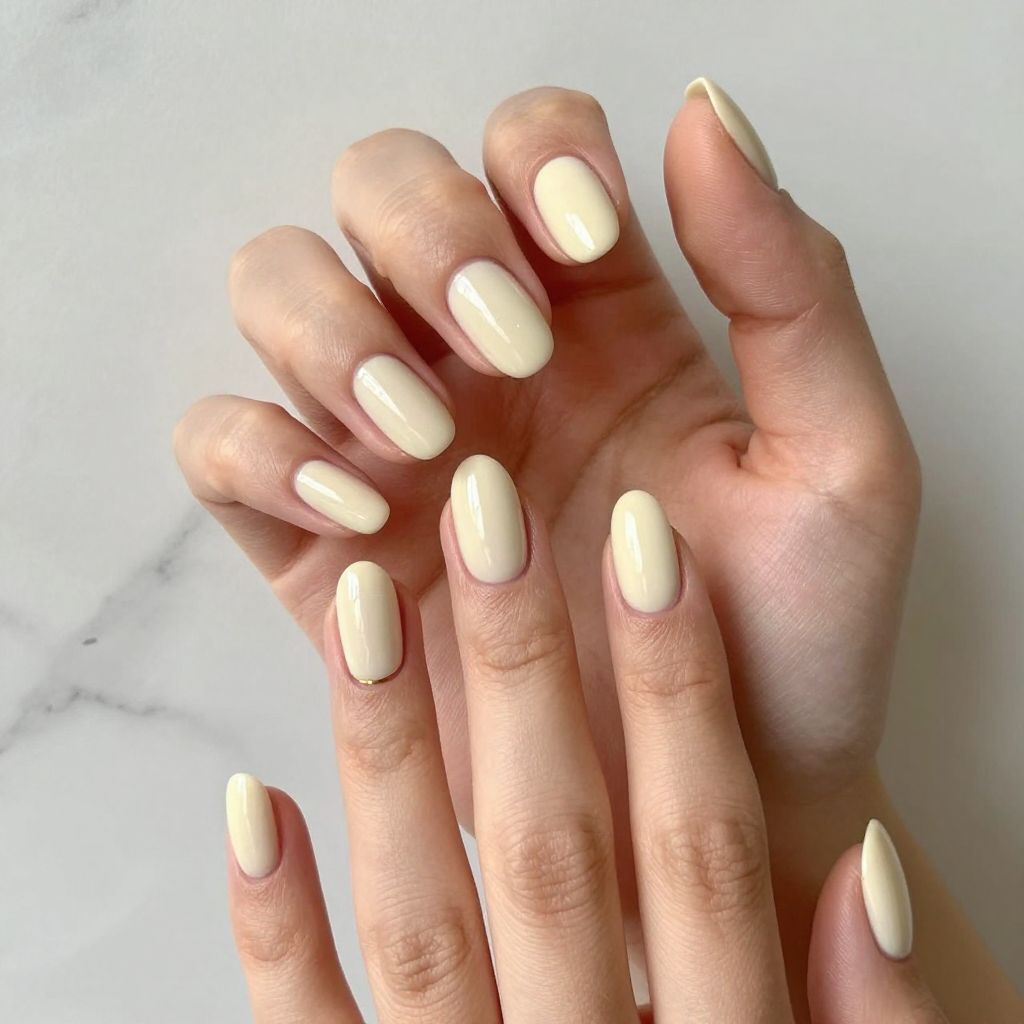 Simple Almond Nail Designs creamy vanilla nail idea 1