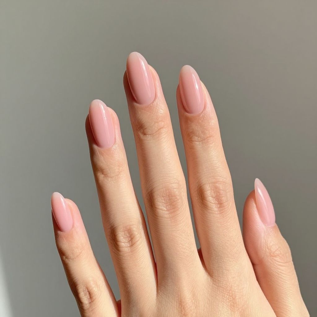 Simple Almond Nail Designs blush pink nail idea 12