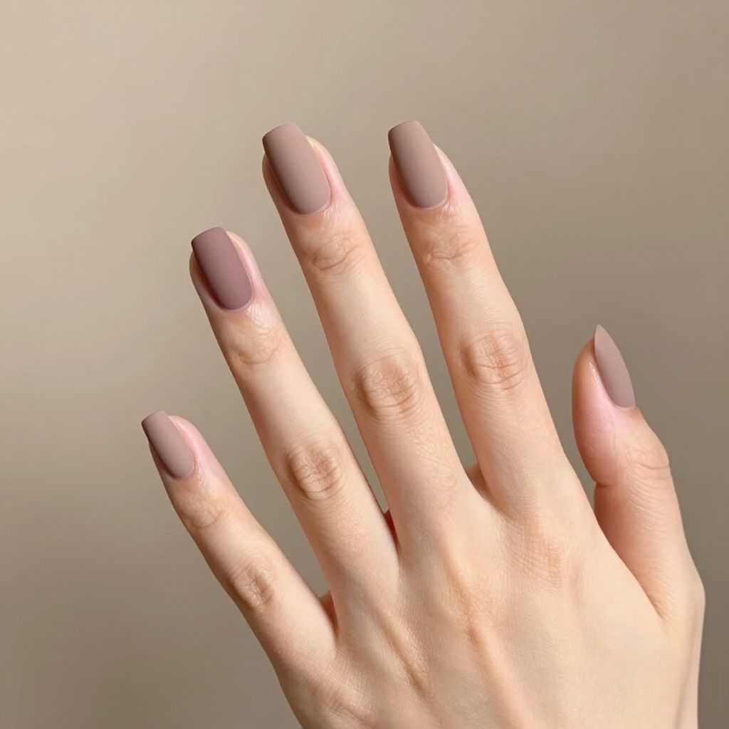 Simple Almond Nail Designs soft taupe with mauve accent nail idea 13