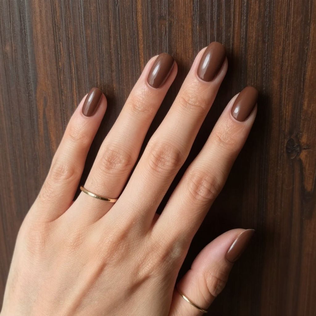 Simple Almond Nail Designs milk chocolate nail idea 15