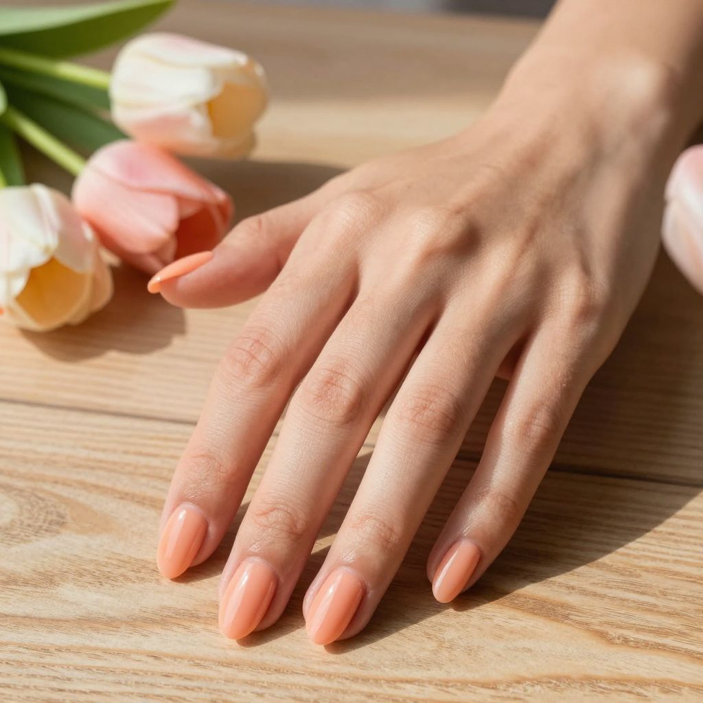 Simple Almond Nail Designs soft peach nail idea 5