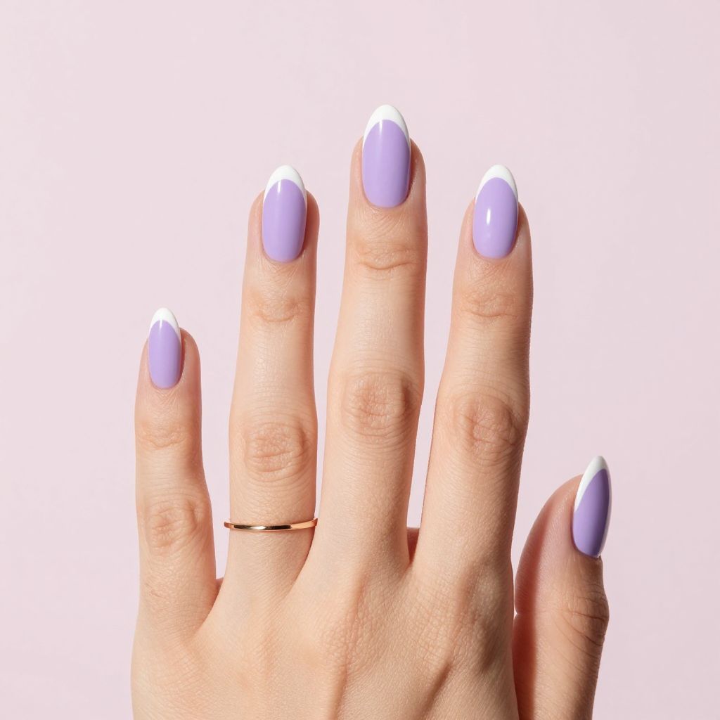 Simple Almond Nail Designs lavender with white tips nail idea 8