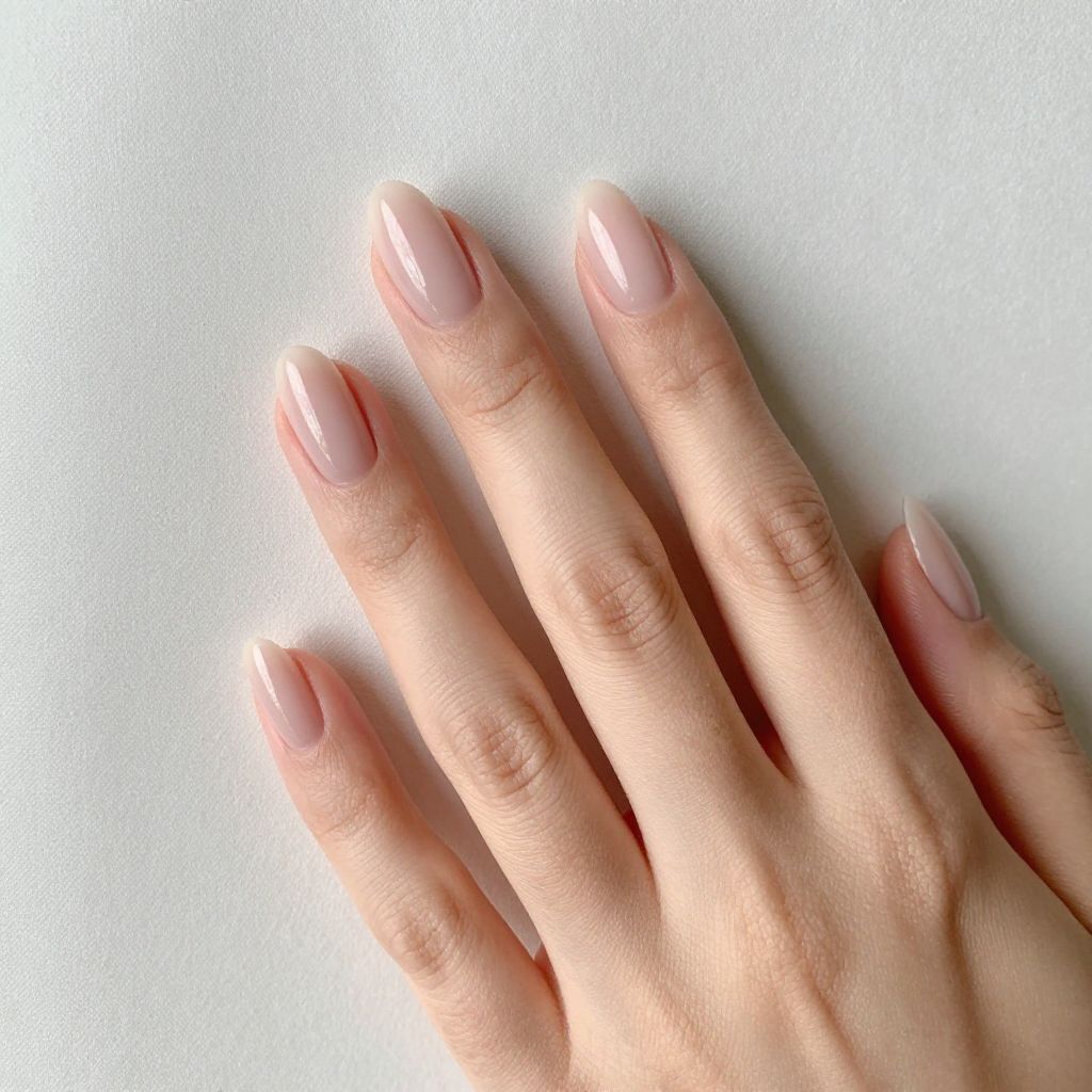 Simple Almond Nail Designs bare with glossy topcoat nail idea 7