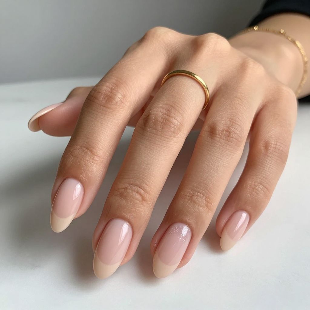 Milky Nude Almond Nails