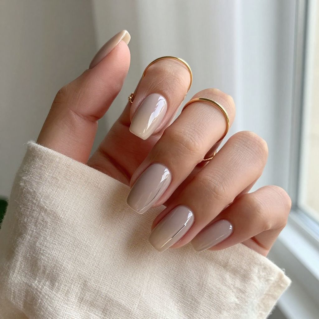 Pale Taupe Almond Nails
