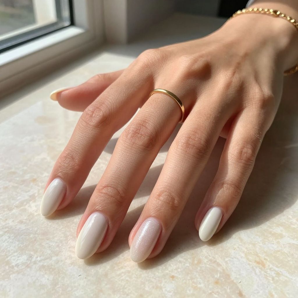 White Linen Almond Nails