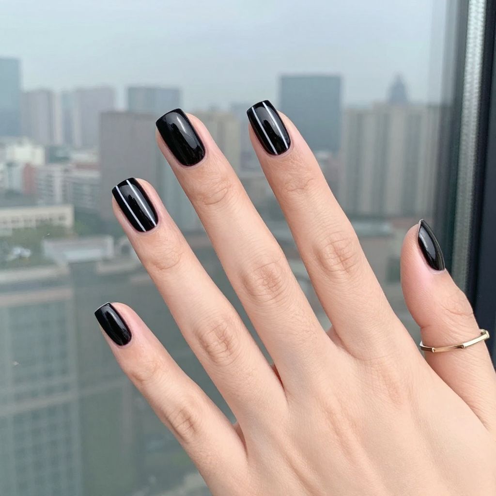 Simple Black Nail Designs nail idea 12