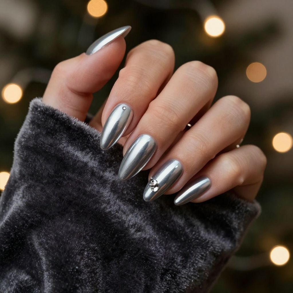 Silver Bell Chrome nails