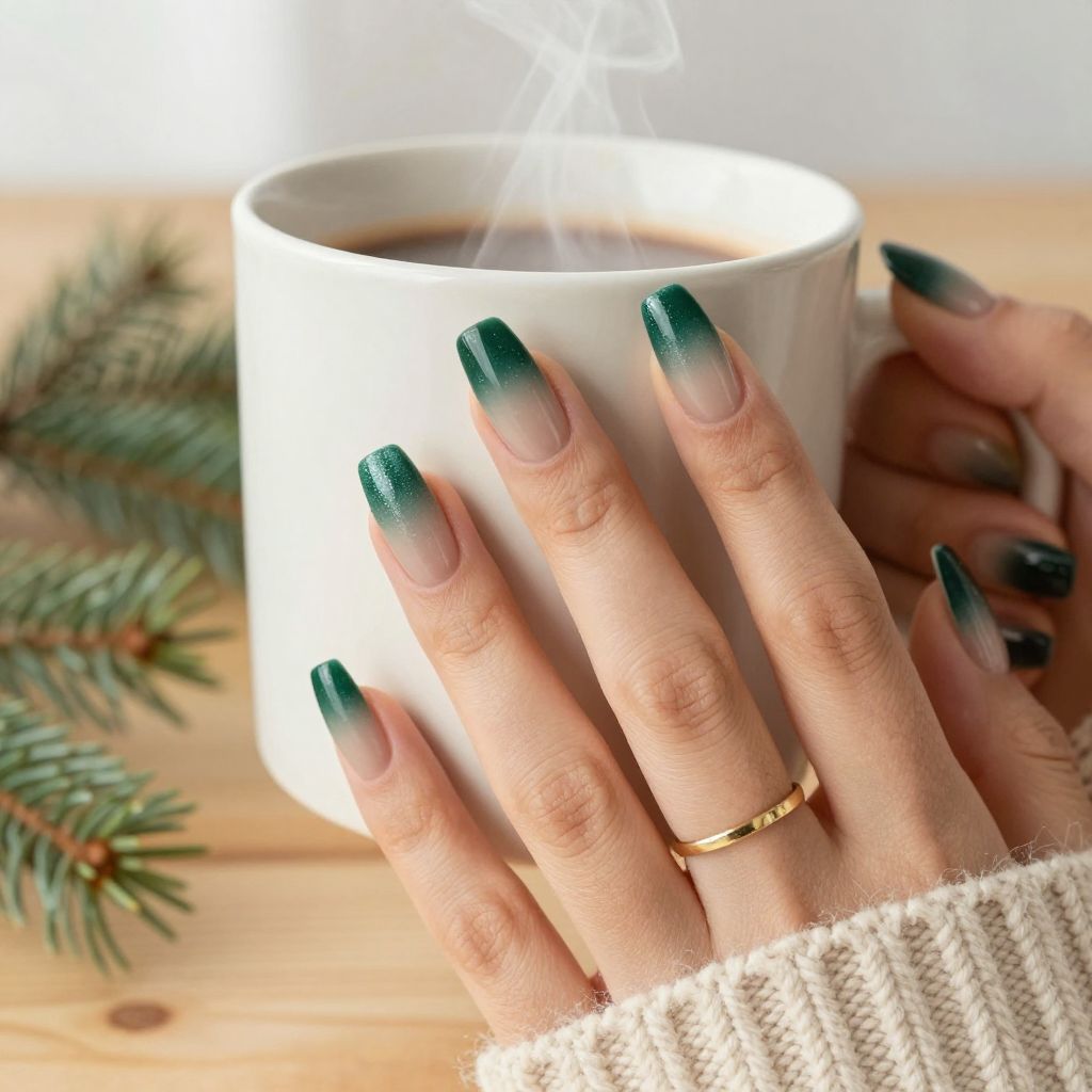 Frosted Evergreen Tips nails