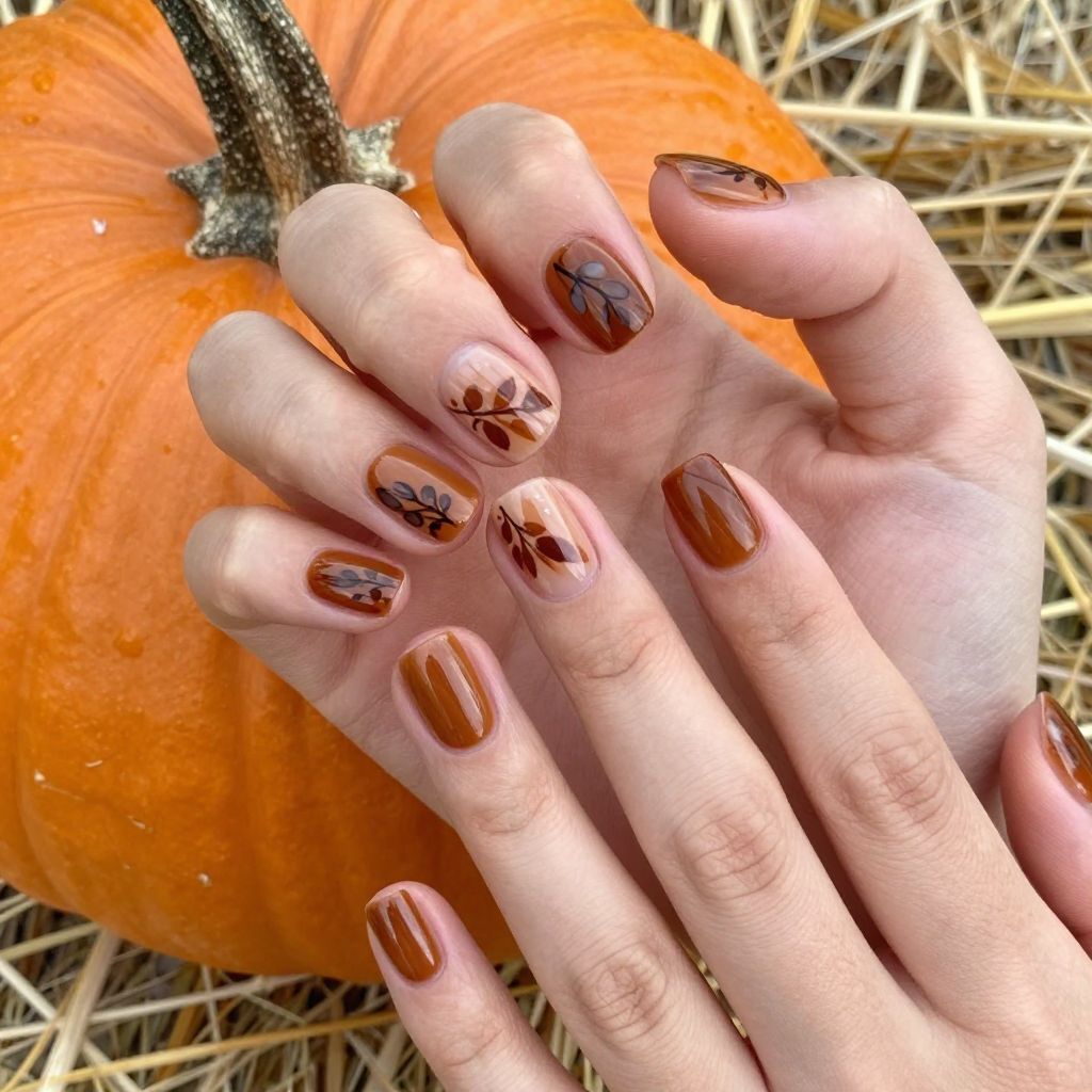 Simple Fall Nail Designs nail idea 8