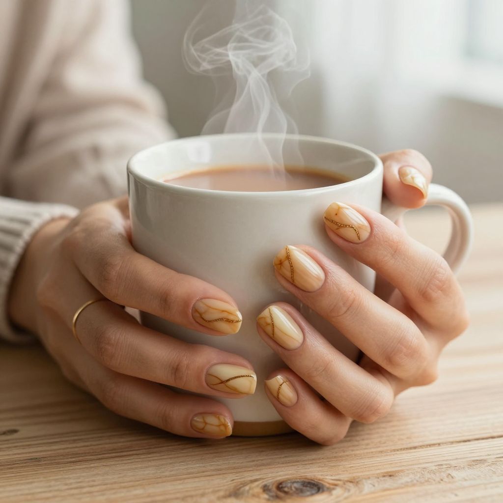 Spiced Chai Marble nails