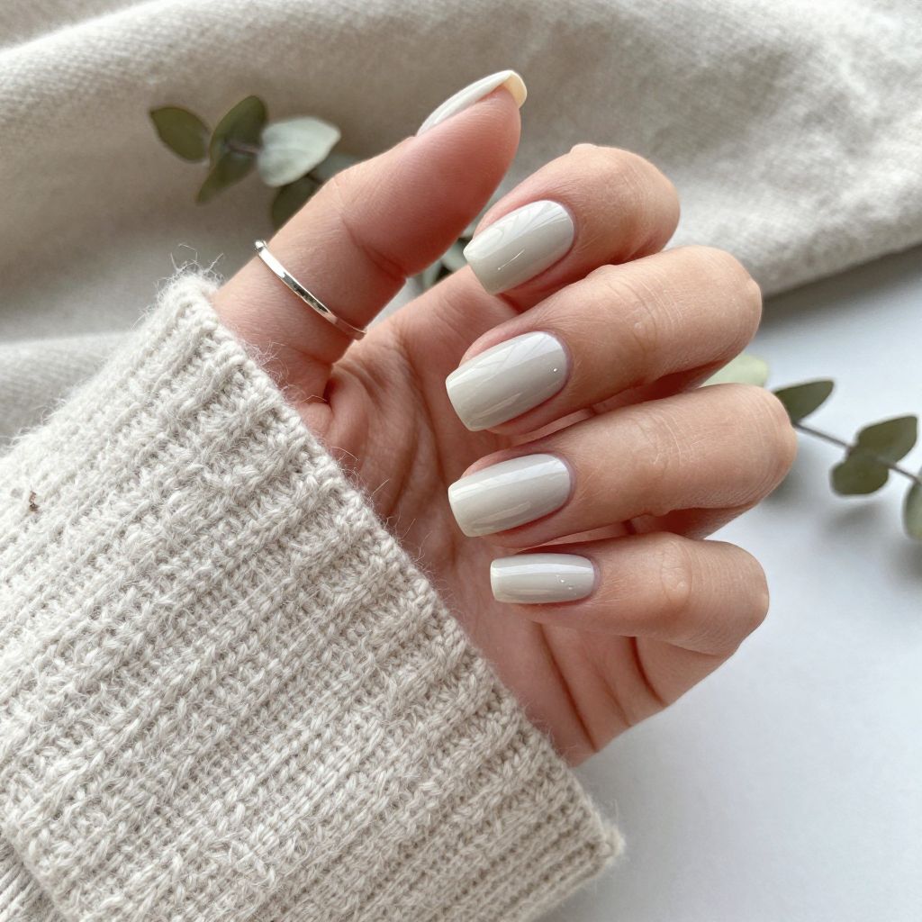 Cloudy Gray Neutral Nails