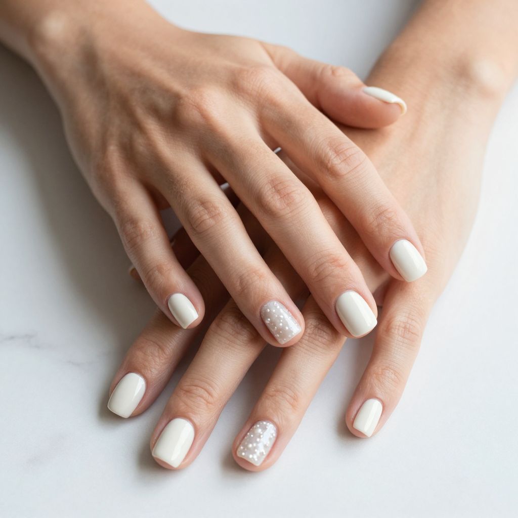 Soft White Short Square Nails