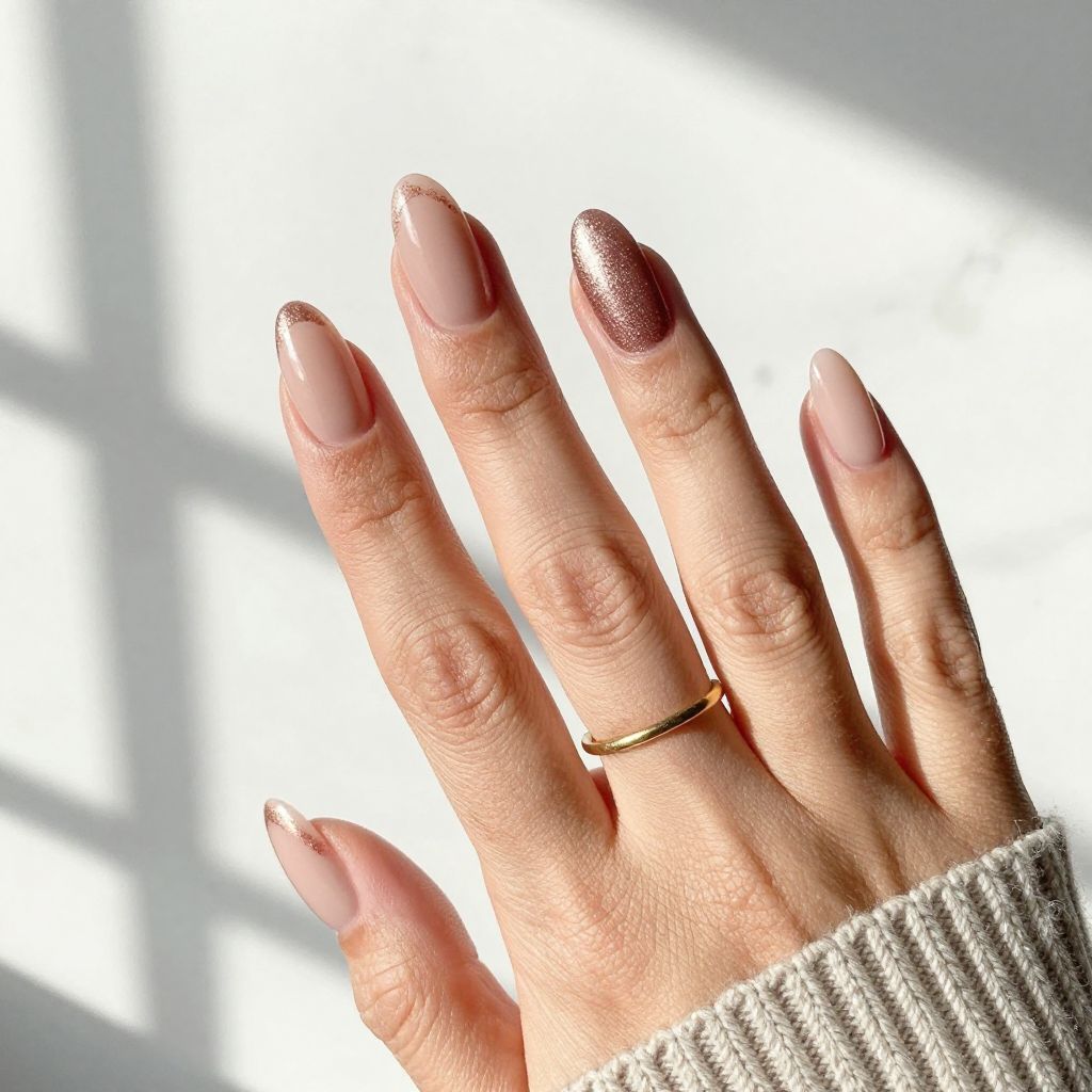 Rose Gold Shimmer Nails