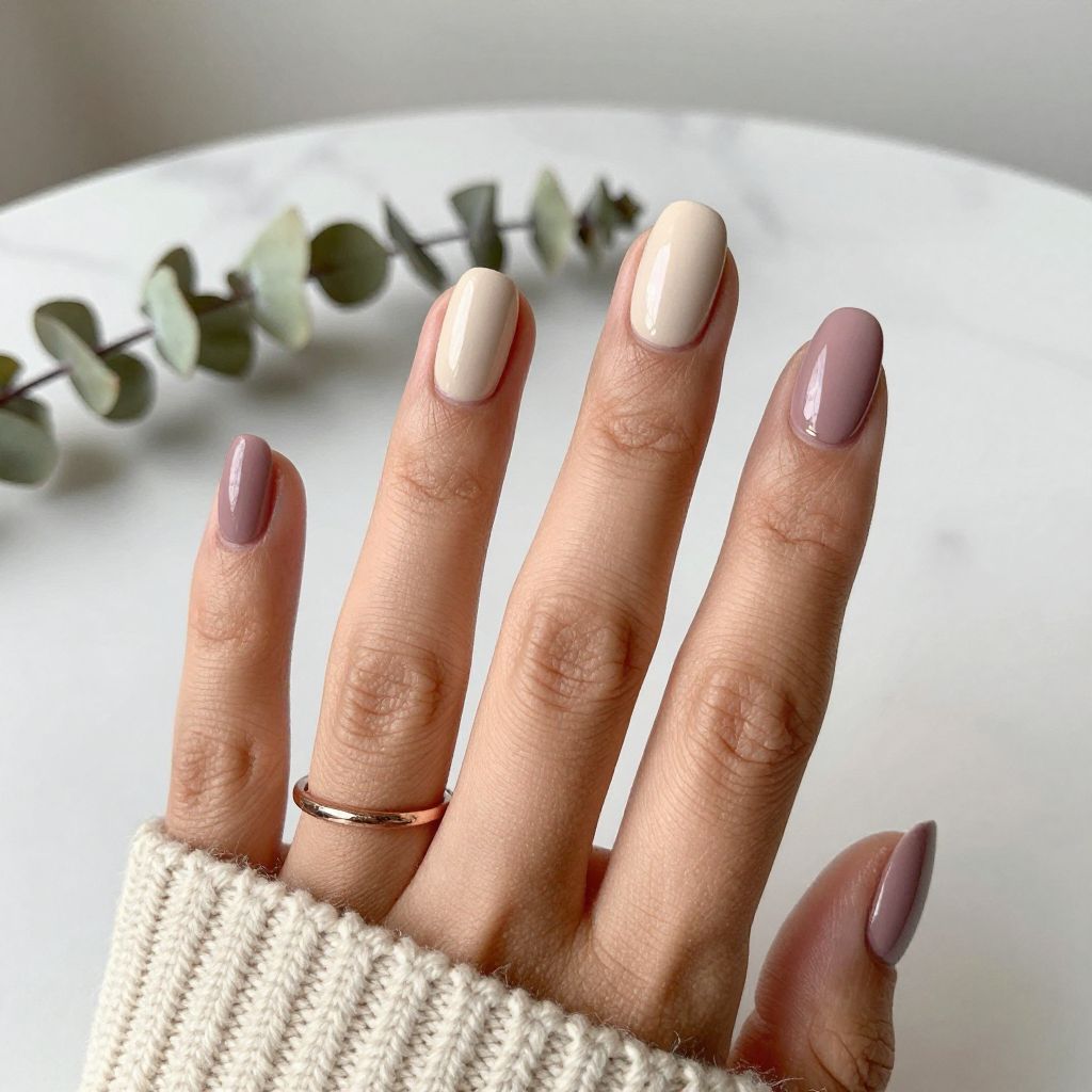 Pale Mauve Oval Nails