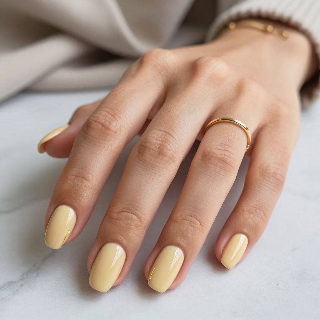 Warm Beige Short Almond Nails