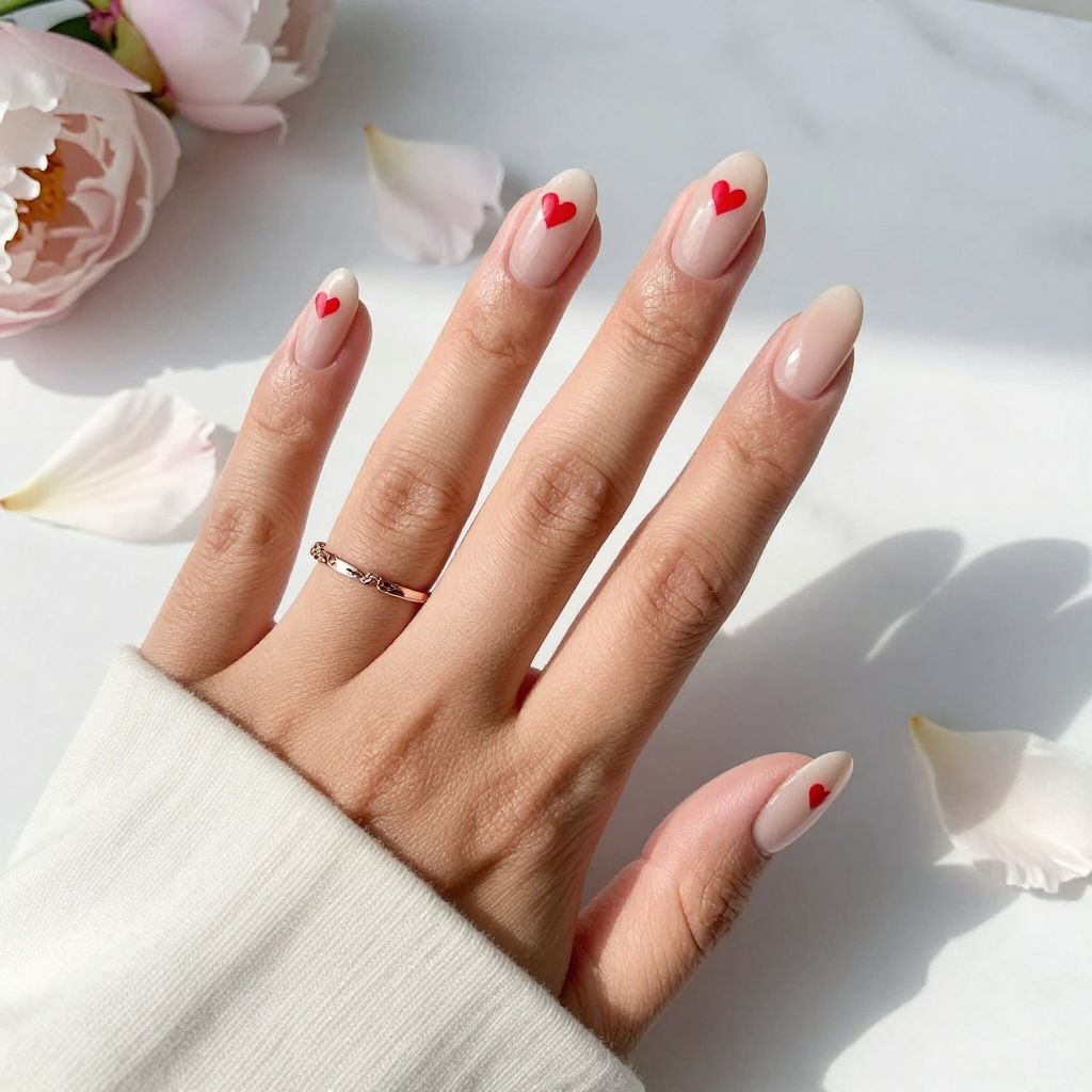 Minimal Heart Accent Nails