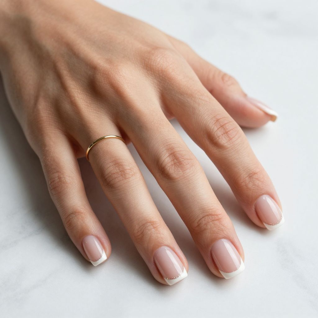 Nude Nails With Fine White Tips