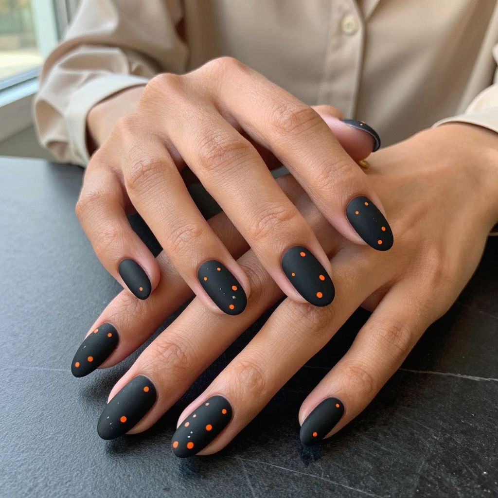 Matte Black and Orange Dots
