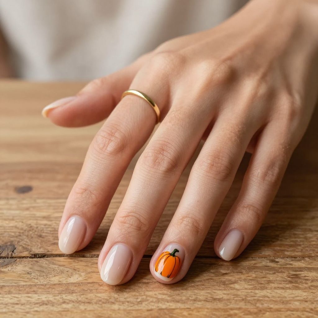 Pumpkin Accent Nails
