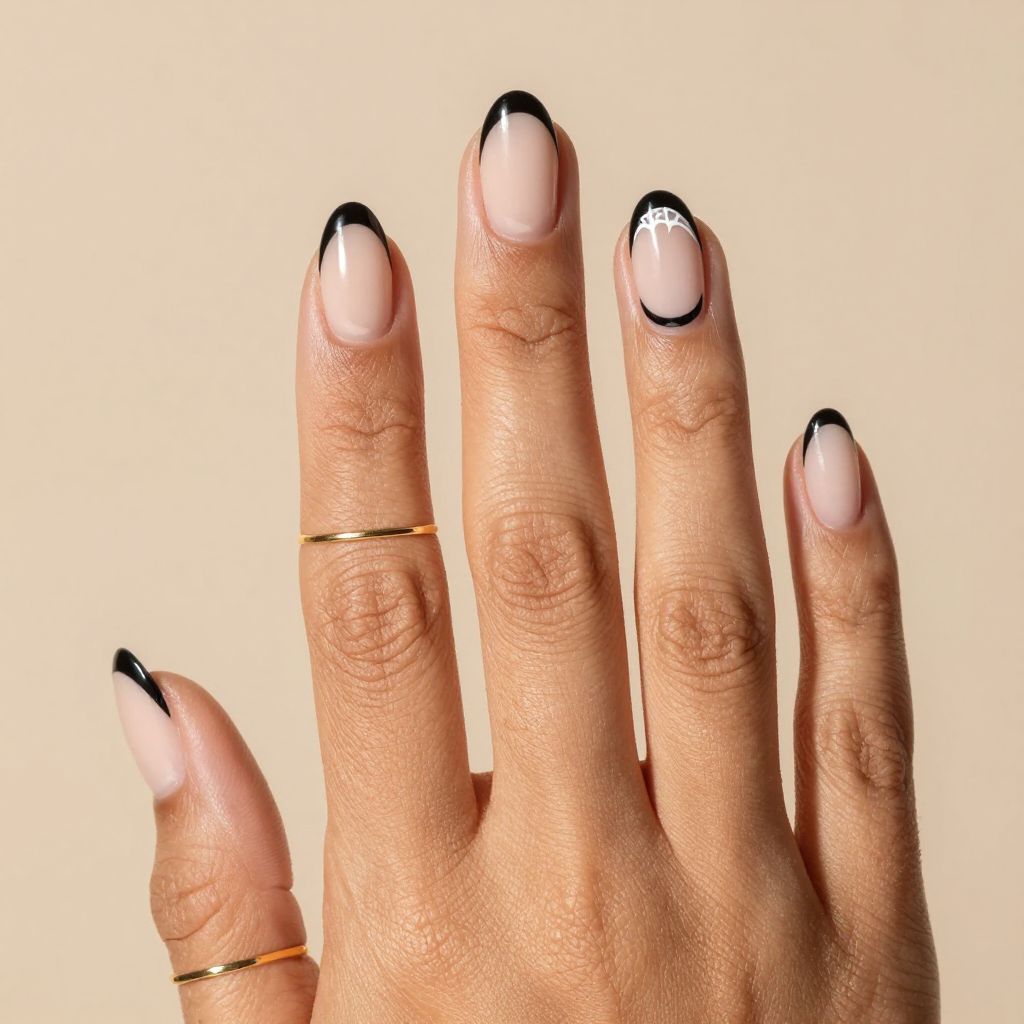 Black French Tips with a Twist