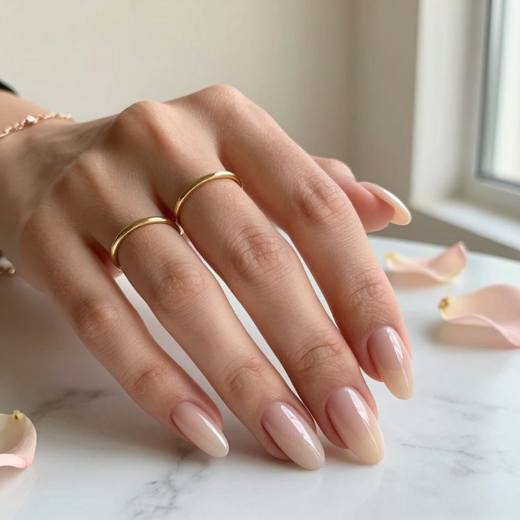 Milky Nude Almond Nails