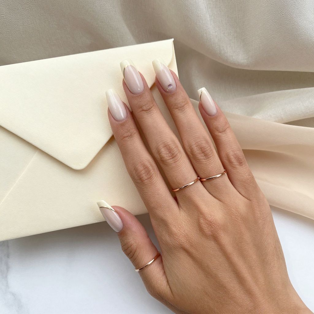 Creamy White Square Almond Nails